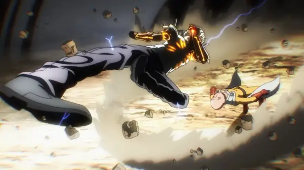 Adegan aksi yang spektakuler Gambar adegan aksi One Punch Man