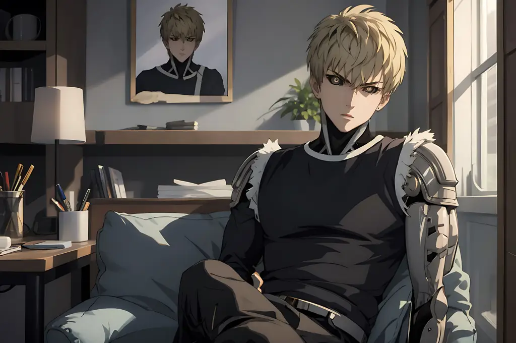 Genos, cyborg setia yang selalu mengagumi Saitama Gambar Genos, cyborg yang merupakan murid Saitama