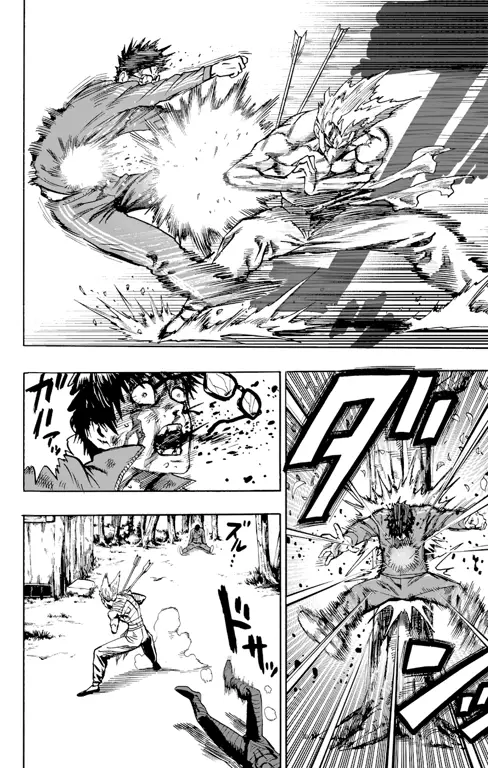 Adegan aksi yang spektakuler Gambar adegan aksi One Punch Man