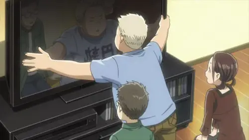 Menikmati Anime di Rumah Gambar karakter anime sedang menonton tv