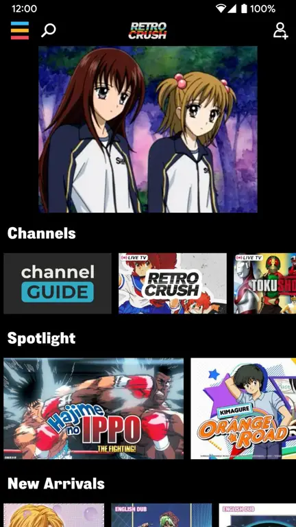 Contoh antarmuka aplikasi streaming anime yang ramah pengguna Antarmuka aplikasi streaming anime
