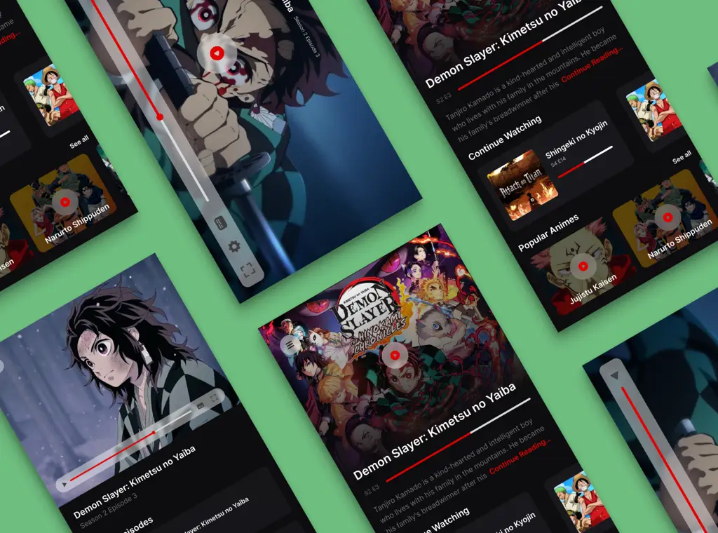 Antarmuka Aplikasi yang Ramah Pengguna Antarmuka aplikasi streaming anime yang ramah pengguna