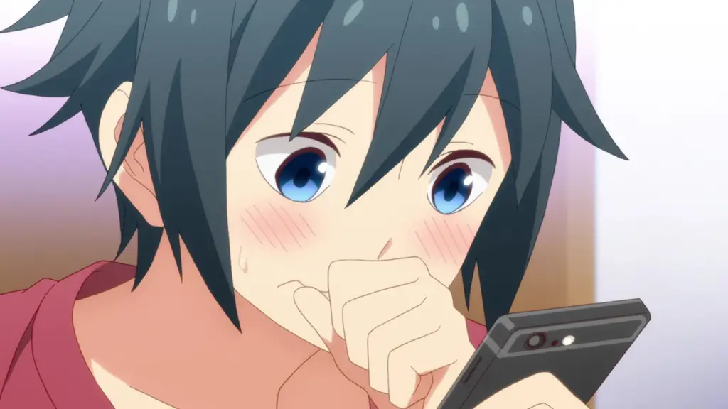 Menikmati anime di mana saja Seseorang menonton anime di ponselnya