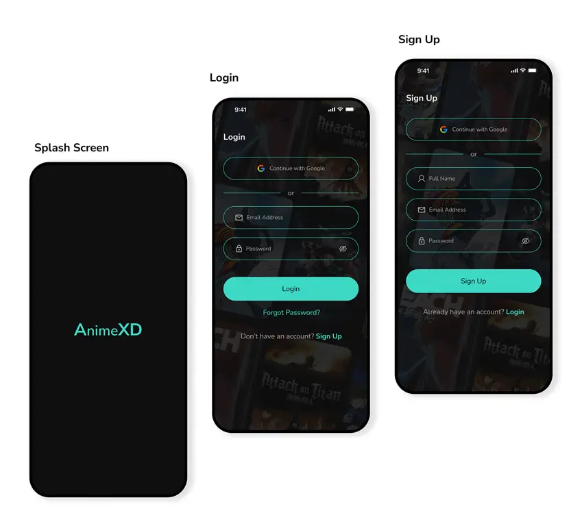 Contoh antarmuka aplikasi streaming anime Antarmuka aplikasi streaming anime