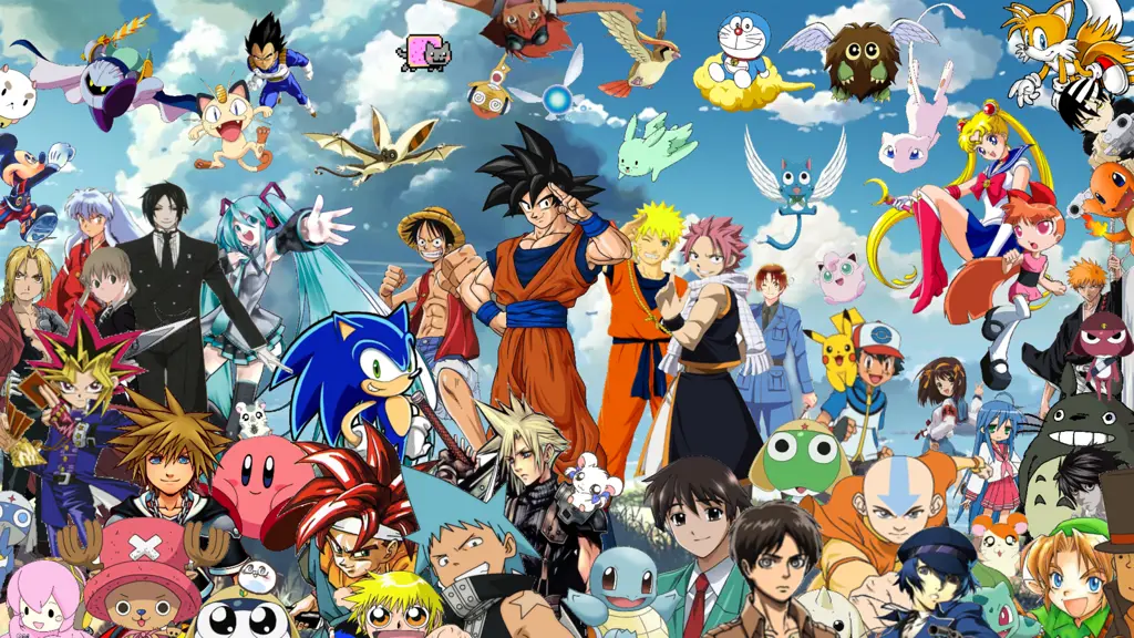 Ilustrasi berbagai karakter anime Berbagai karakter anime