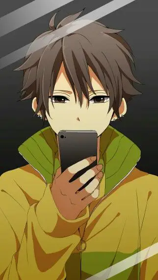 Menikmati Anime di Smartphone Karakter Anime Menonton Anime di Ponsel