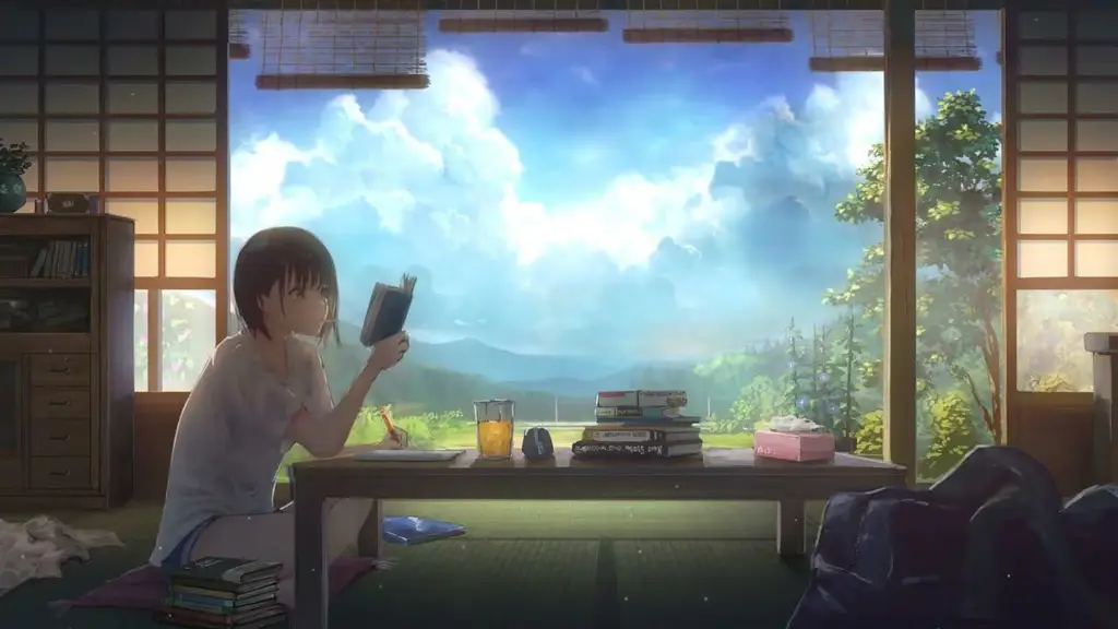 Menikmati Waktu Santai dengan Anime Seseorang bersantai dan menonton anime di tablet