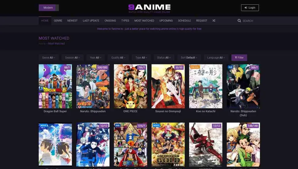 Antarmuka Aplikasi Streaming Contoh antarmuka aplikasi streaming anime